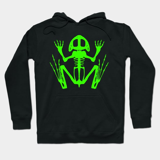 Frog Skeleton (Green) Hoodie by braincase